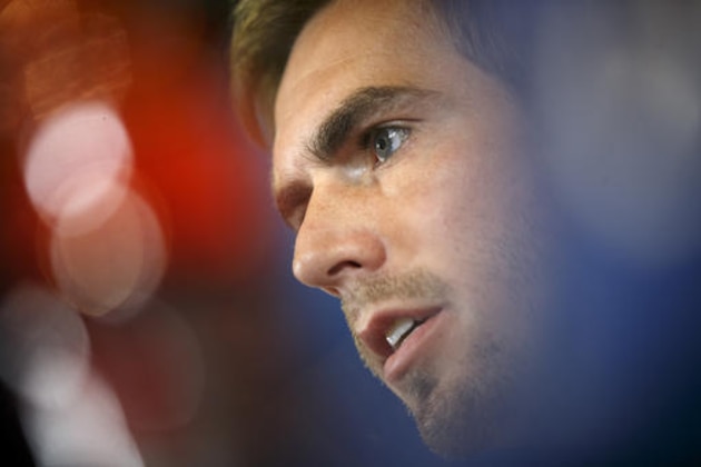 FC Bayern Munich player Philipp Lahm speaks during a press conference before a training session ahead of Wednesday's Champions League soccer match between Atletico de Madrid and Bayern Munich, in Madrid, Spain, Tuesday, Sept. 27, 2016. (AP Photo/Daniel Ochoa de Olza)