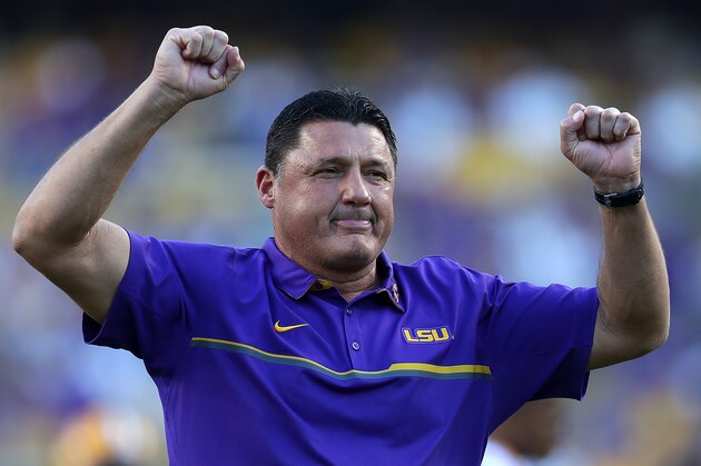 BATON ROUGE, LA - OCTOBER 01:  New head coach Ed Orgeron of the LSU Tigers stands on the field before playing the Missouri Tigers at Tiger Stadium on October 1, 2016 in Baton Rouge, Louisiana.  (Photo by Chris Graythen/Getty Images)