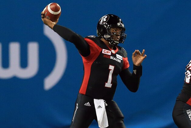 TORONTO, ON - NOVEMBER 27:  Quarterback Henry Burris #1 of the Ottawa Redblacks throws the ball during the first half of the 104th Grey Cup Championship Game against the Calgary Stampeders at BMO Field on November 27, 2016 in Toronto, Canada.  (Photo by Vaughn Ridley/Getty Images)