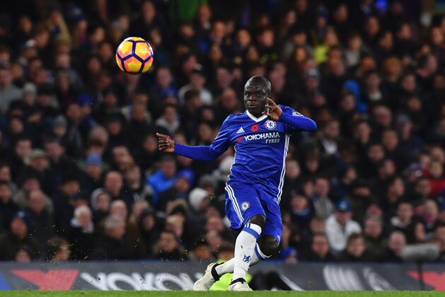 Chelsea's French midfielder N'Golo Kante passes the ball during the English Premier League football match between Chelsea and Everton at Stamford Bridge in London on November 5, 2016. / AFP / Ben STANSALL / RESTRICTED TO EDITORIAL USE. No use with unauthorized audio, video, data, fixture lists, club/league logos or 'live' services. Online in-match use limited to 75 images, no video emulation. No use in betting, games or single club/league/player publications.  /         (Photo credit should read BEN STANSALL/AFP/Getty Images)