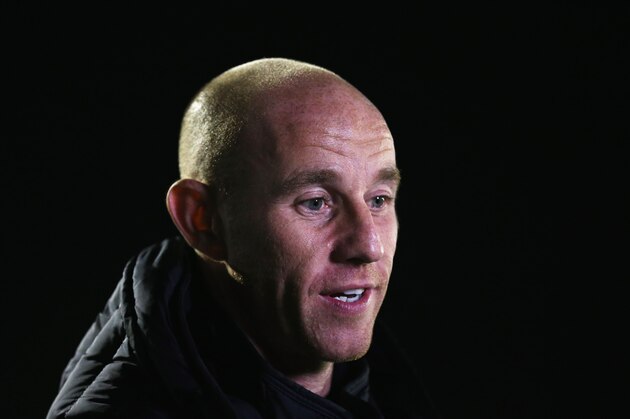 SALFORD, ENGLAND - NOVEMBER 06:  Joint Salford City owner Nicky Butt looks on prior to the Emirates FA Cup first round match between Salford City and Notts County at Moor Lane on November 6, 2015 in Salford, England.  (Photo by Chris Brunskill/Getty Images)