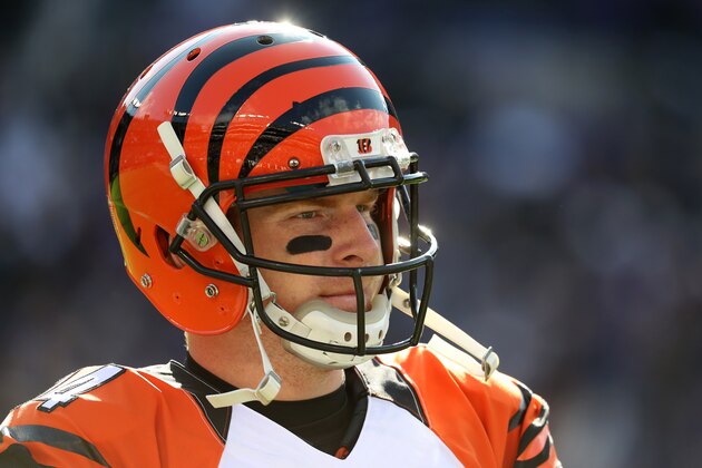 BALTIMORE, MD - NOVEMBER 27: Quarterback Andy Dalton #14 of the Cincinnati Bengals looks on prior to a game against the Baltimore Ravens at M&T Bank Stadium on November 27, 2016 in Baltimore, Maryland. (Photo by Rob Carr/Getty Images)