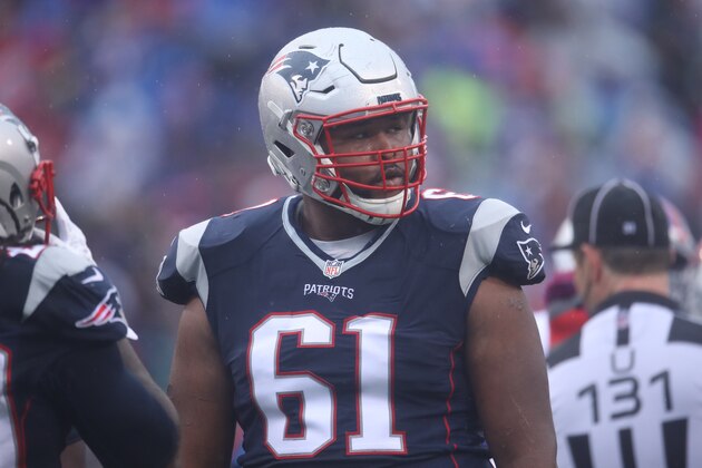 ORCHARD PARK, NY - OCTOBER 30: Marcus Cannon #61 of the New England Patriots during NFL game action against the Buffalo Bills at New Era Field on October 30, 2016 in Orchard Park, New York. (Photo by Tom Szczerbowski/Getty Images)