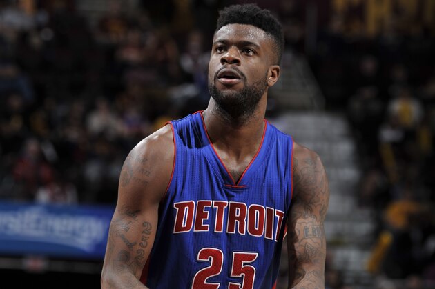 CLEVELAND, OH - APRIL 13:  Reggie Bullock #25 of the Detroit Pistons prepares to shoot a free throw against the Cleveland Cavaliers on April 13, 2016 at Quicken Loans Arena in Cleveland, Ohio. NOTE TO USER: User expressly acknowledges and agrees that, by downloading and/or using this Photograph, user is consenting to the terms and conditions of the Getty Images License Agreement. Mandatory Copyright Notice: Copyright 2016 NBAE  (Photo by David Liam Kyle/NBAE via Getty Images)