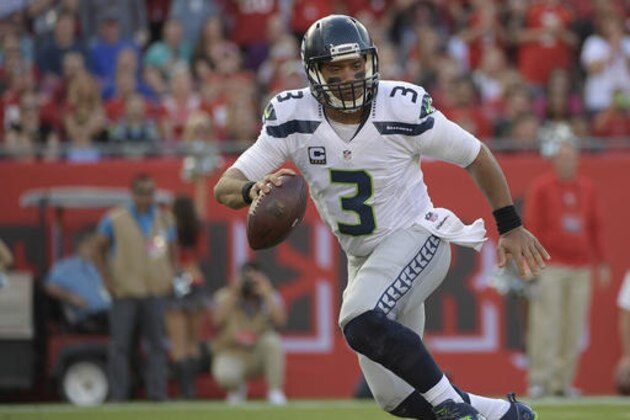 Seattle Seahawks quarterback Russell Wilson during the first quarter of an NFL football game against the Tampa Bay Buccaneers Sunday, Nov. 27, 2016, in Tampa, Fla. (AP Photo/Phelan Ebenhack)