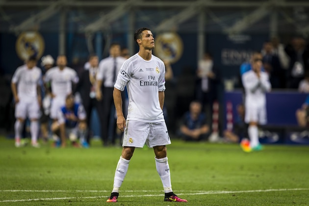 MILAN, ITALY - MAY 28: Cristiano Ronaldo of Real Madrid prepares to take his penalty during the UEFA Champions League Final between Real Madrid and Atletico Madrid at Stadio Giuseppe Meazza on May 28, 2016 in Milan, Italy. (Photo by MICHAEL CAMPANELLA/Getty Images)