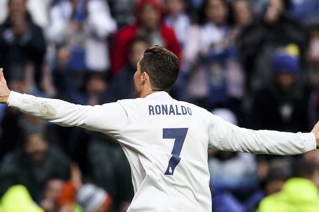 MADRID, SPAIN - NOVEMBER 26: Cristiano Ronaldo of Real Madrid celebrates during the La Liga match between Real Madrid and Real Sporting de Gijon at the Santiago Bernabeu Stadium on 26 November 2016 in Madrid, Spain. (Photo by Power Sport Images/Getty Images)