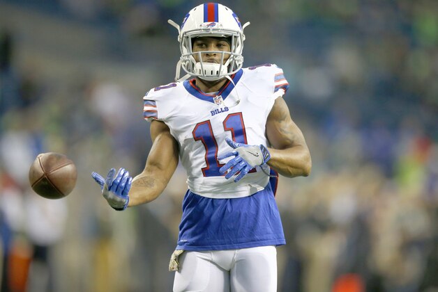 SEATTLE, WA - NOVEMBER 07:  Wide receiver Percy Harvin #11 of the Buffalo Bills warms up before a game against the Seattle Seahawks at CenturyLink Field on November 7, 2016 in Seattle, Washington.  (Photo by Otto Greule Jr/Getty Images)
