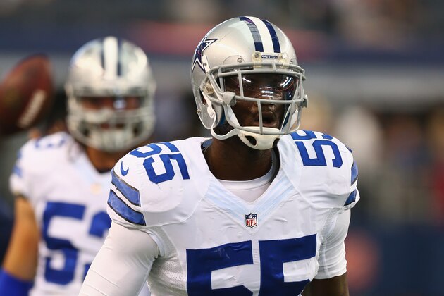 ARLINGTON, TX - OCTOBER 19:   Rolando McClain #55 of the Dallas Cowboys at AT&T Stadium on October 19, 2014 in Arlington, Texas.  (Photo by Ronald Martinez/Getty Images)