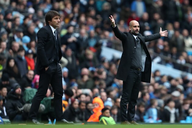MANCHESTER, ENGLAND - DECEMBER 03: Josep Guardiola the head coach / manager of Manchester City reacts during the Premier League match between Manchester City and Chelsea at Etihad Stadium on December 3, 2016 in Manchester, England. (Photo by James Baylis - AMA/Getty Images)