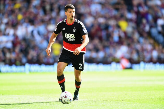 BIRMINGHAM, ENGLAND - SEPTEMBER 11: Eric Lichaj of Notts Forest in action during the Sky Bet Championship match between Aston Villa and Nottingham Forest at Villa Park on September 11, 2016 in Birmingham, England.  (Photo by Michael Regan/Getty Images)