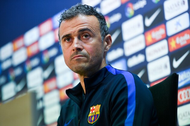 BARCELONA, SPAIN - DECEMBER 02:  Head coach Luis Enrique of FC Barcelona faces the media during a press conference ahead of their La Liga match between FC Barcelona and Real Madrid on December 2, 2016 in Barcelona, Spain.  (Photo by David Ramos/Getty Images)