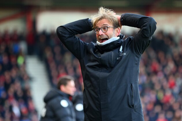 BOURNEMOUTH, ENGLAND - DECEMBER 04: Jurgen Klopp manager / head coach of Liverpool reacts during the Premier League match between AFC Bournemouth and Liverpool at Vitality Stadium on December 4, 2016 in Bournemouth, England. (Photo by Catherine Ivill - AMA/Getty Images)
