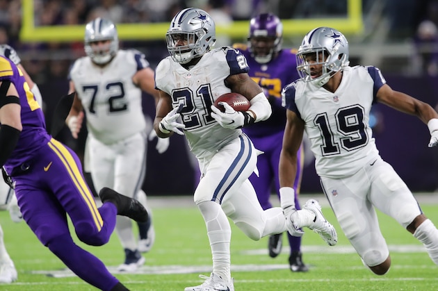 MINNEAPOLIS, MN - DECEMBER 1: Ezekiel Elliott #21 of the Dallas Cowboys carries the ball in the first half of the game against the Minnesota Vikings on December 1, 2016 at US Bank Stadium in Minneapolis, Minnesota. (Photo by Adam Bettcher/Getty Images)