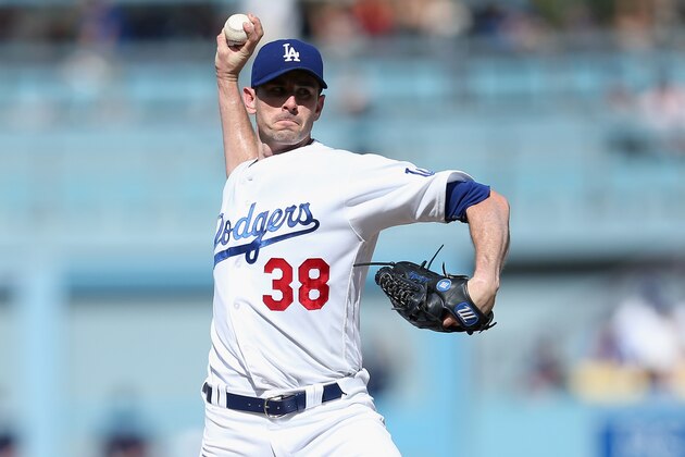 LOS ANGELES, CALIFORNIA - AUGUST 07:   Brandon McCarthy #38 of the Los Angeles Dodgers throws a pitch against the Boston Red Sox at Dodger Stadium on August 7, 2016 in Los Angeles, California.  (Photo by Stephen Dunn/Getty Images)
