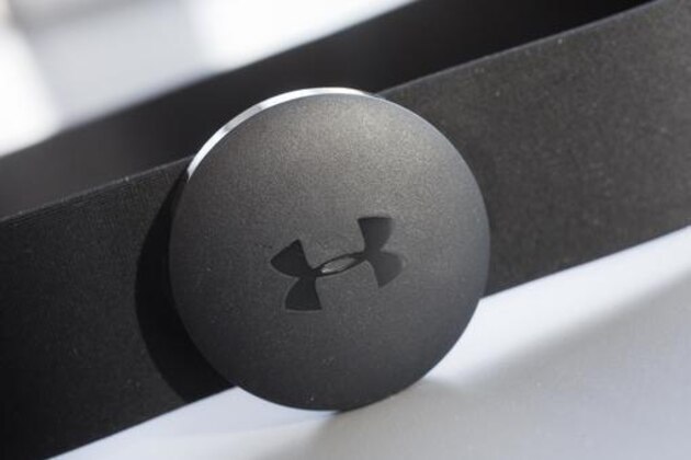 FILE - In this Monday, Jan. 4, 2016, file photo, an Under Armour chest strap heart rate monitor is displayed in New York. Under Armour reported Tuesday, Oct. 25, 2016, that quarterly revenue growth was the slowest in six years and it trimmed growth projections. (AP Photo/Mark Lennihan, File)