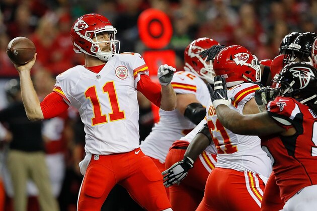 ATLANTA, GA - DECEMBER 04:  Alex Smith #11 of the Kansas City Chiefs looks to pass against the Atlanta Falcons at Georgia Dome on December 4, 2016 in Atlanta, Georgia.  (Photo by Kevin C. Cox/Getty Images)