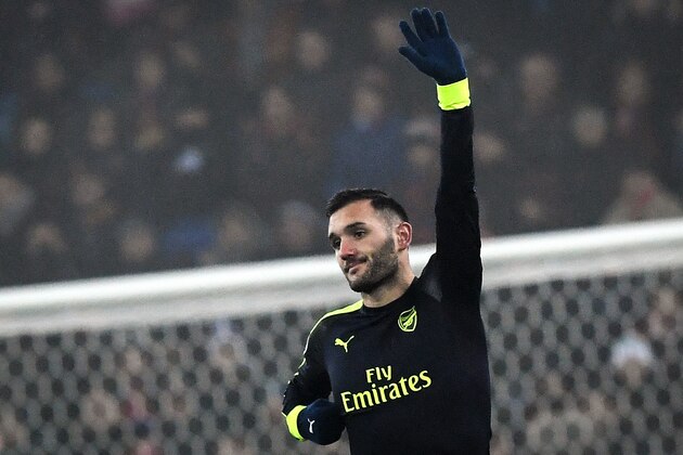 Arsenal's Spanish forward Lucas Perez celebrates his third goal during the UEFA Champions league Group A football match between FC Basel 1893 and Arsenal FC on December 6, 2016 at the St Jakob Park stadium in Basel. / AFP / Patrick HERTZOG        (Photo credit should read PATRICK HERTZOG/AFP/Getty Images)