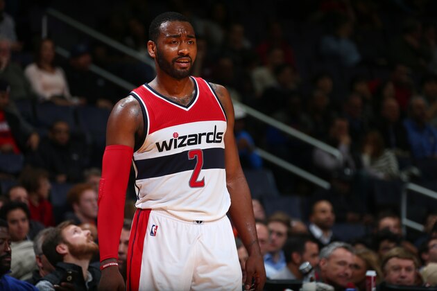 WASHINGTON, DC - DECEMBER 6:  John Wall #2 of the Washington Wizards looks on during a game against the Orlando Magic on December 6, 2016 at the Verizon Center in Washington, DC. NOTE TO USER: User expressly acknowledges and agrees that, by downloading and/or using this photograph, user is consenting to the terms and conditions of the Getty Images License Agreement. Mandatory Copyright Notice: Copyright 2016 NBAE (Photo by Ned Dishman/NBAE via Getty Images)