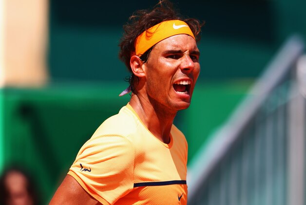 MONTE-CARLO, MONACO - APRIL 15:  Rafael Nadal of Spain celebrates victory after the quarter final match against Stanislas Wawrinka of Switzerland on day six of the Monte Carlo Rolex Masters at Monte-Carlo Sporting Club on April 15, 2016 in Monte-Carlo, Monaco.  (Photo by Michael Steele/Getty Images)