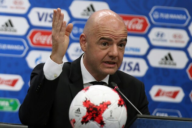 FIFA president Gianni Infantino attends a press conference in Kazan on November 26, 2016, ahead of the draw for the 2017 FIFA Confederations Cup. / AFP / Roman Kruchinin        (Photo credit should read ROMAN KRUCHININ/AFP/Getty Images)
