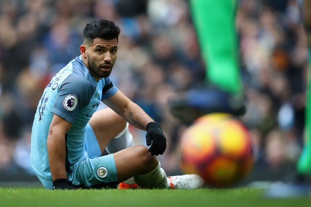 MANCHESTER, ENGLAND - DECEMBER 03:  Sergio Aguero of Manchester City shows his dejection during the Premier League match between Manchester City and Chelsea at Etihad Stadium on December 3, 2016 in Manchester, England.  (Photo by Clive Brunskill/Getty Images)
