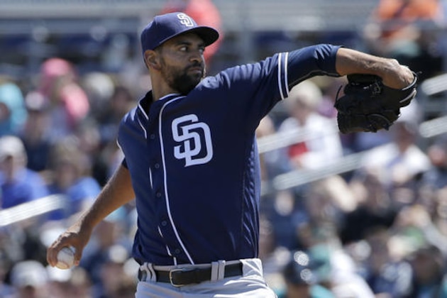 San Diego Padres starting pitcher Tyson Ross throws against the Seattle Mariners during the first inning of a spring training baseball game in Peoria, Ariz., Wednesday, March 30, 2016. (AP Photo/Jeff Chiu)