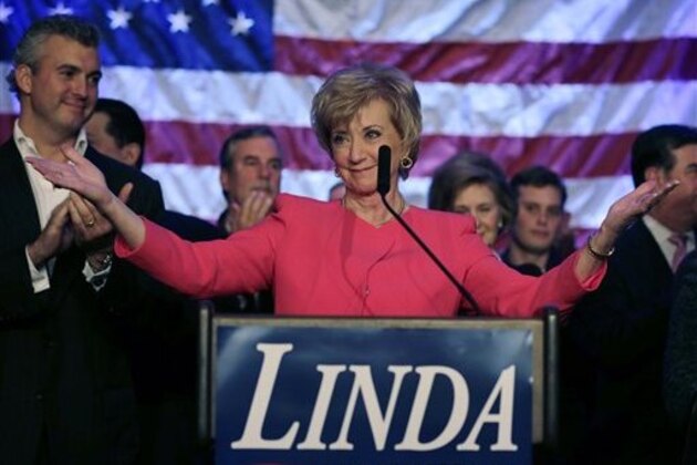 Republican candidate for U.S. Senate Linda McMahon thanks supporters in Stamford, Conn., Tuesday, Nov. 6, 2012. McMahon conceded the race to Democratic opponent Chris Murphy for the Senate seat now held by Joe Lieberman, an independent who's retiring. (AP Photo/Charles Krupa)