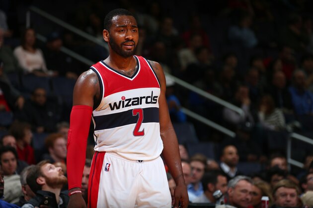 WASHINGTON, DC - DECEMBER 6:  John Wall #2 of the Washington Wizards looks on during a game against the Orlando Magic on December 6, 2016 at the Verizon Center in Washington, DC. NOTE TO USER: User expressly acknowledges and agrees that, by downloading and/or using this photograph, user is consenting to the terms and conditions of the Getty Images License Agreement. Mandatory Copyright Notice: Copyright 2016 NBAE (Photo by Ned Dishman/NBAE via Getty Images)