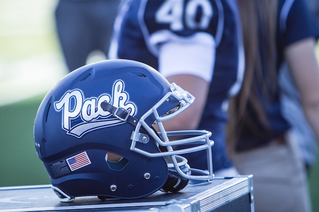 RENO, NV - OCTOBER 08: A Nevada helmet sits waiting for the game against Fresno State  at Mackay Stadium on October 8, 2016 in Reno, Nevada. (Photo by Jonathan Devich/Getty Images)