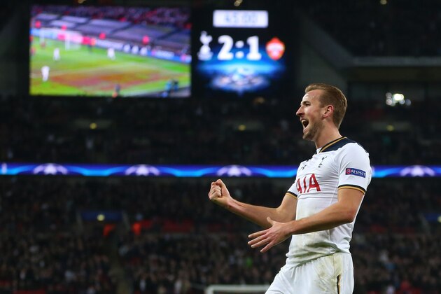 LONDON, ENGLAND - DECEMBER 07: Harry Kane of Tottenham Hotspur celebrates after he scores to make it 2-1 during the UEFA Champions League match between Tottenham Hotspur FC and PFC CSKA Moskva at Wembley Stadium on December 7, 2016 in London, England. (Photo by Catherine Ivill - AMA/Getty Images)