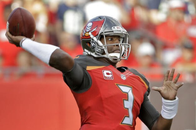 Tampa Bay Buccaneers quarterback Jameis Winston (3) throws a pass against the Seattle Seahawks during the first quarter of an NFL football game Sunday, Nov. 27, 2016, in Tampa, Fla. (AP Photo/Chris O'Meara)