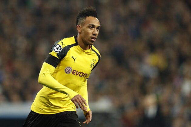 Pierre-Emerick Aubameyang of Borussia Dortmundduring the UEFA Champions League group F match between  Real Madrid and Borussia Dortmund on December 07, 2016 at the Santiago Bernabeu stadium in Madrid, Spain.(Photo by VI Images via Getty Images)