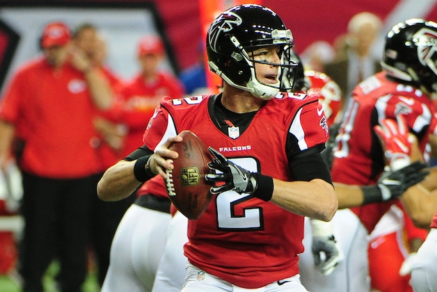 ATLANTA, GA - DECEMBER 4: Matt Ryan #2 of the Atlanta Falcons passes against the Kansas City Chiefs at the Georgia Dome on December 4, 2016 in Atlanta, Georgia. (Photo by Scott Cunningham/Getty Images)