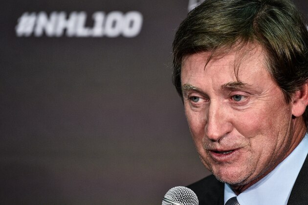 TORONTO, ON - SEPTEMBER 27:  Hockey icon Wayne Gretzky speaks with media after unveiling the League's Centennial celebration plans for 2017 during a press conference at the World Cup of Hockey 2016 at Air Canada Centre on September 27, 2016 in Toronto, Ontario, Canada.  (Photo by Minas Panagiotakis/Getty Images)