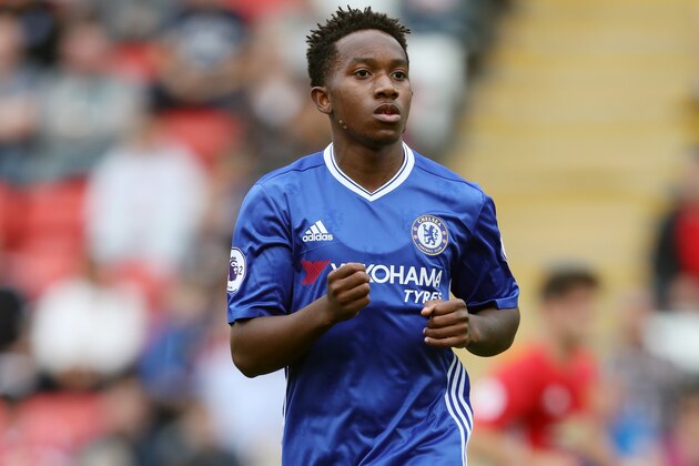 LEIGH, GREATER MANCHESTER - AUGUST 28: Josimar Quintero of Chelsea  during the Premier League 2 fixture between Manchester United and Chelsea at Leigh Sports Village on August 28, 2016 in Leigh, Greater Manchester. (Photo by Matthew Ashton - AMA/Getty Images)