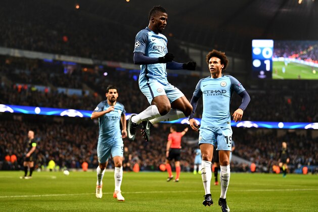 MANCHESTER, ENGLAND - DECEMBER 06:  Kelechi Iheanacho of Manchester City celebrates scoring his sides first goal during the UEFA Champions League Group C match between Manchester City FC and Celtic FC at Etihad Stadium on December 6, 2016 in Manchester, England.  (Photo by Laurence Griffiths/Getty Images)