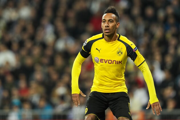MADRID, SPAIN - DECEMBER 07: Pierre-Emerick Aubameyang of Borussia Dortmund looks on   during the UEFA Champions League match between Real Madrid CF and Borussia Dortmund at Bernabeu on December 7, 2016 in Madrid. (Photo by TF-Images/Getty Images)