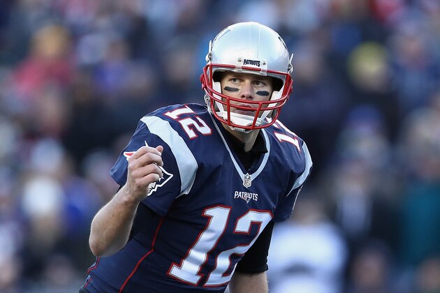 FOXBORO, MA - DECEMBER 04:  Tom Brady #12 of the New England Patriots reacts during the game against the Los Angeles Rams at Gillette Stadium on December 4, 2016 in Foxboro, Massachusetts.  (Photo by Maddie Meyer/Getty Images)