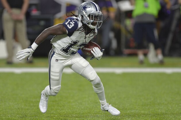 MINNEAPOLIS, MN - DECEMBER 1: Lucky Whitehead #13 of the Dallas Cowboys carries the ball during an NFL game against the Minnesota Vikings at U.S. Bank Stadium December 1, 2016 in Minneapolis, Minnesota.  (Photo by Tom Dahlin/Getty Images)