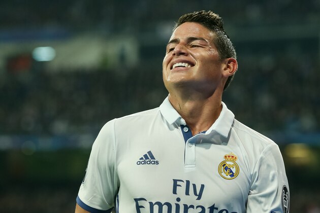 MADRID, SPAIN - DECEMBER 07: James Rodriguez of Real Madrid looks on   during the UEFA Champions League match between Real Madrid CF and Borussia Dortmund at Bernabeu on December 7, 2016 in Madrid. (Photo by TF-Images/Getty Images)