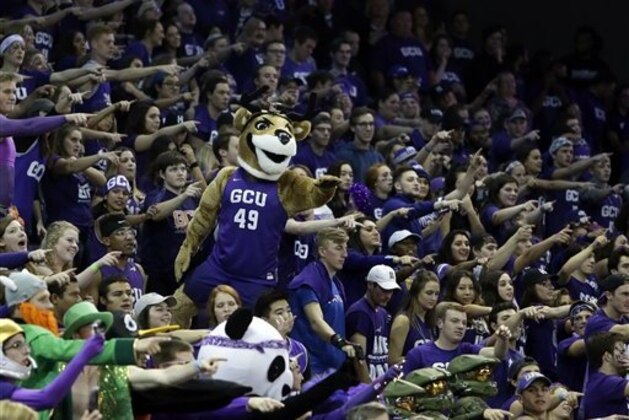 Grand Canyon fans before an NCAA college basketball game against Louisville, Saturday, Dec. 3, 2016, in Phoenix. (AP Photo/Rick Scuteri)