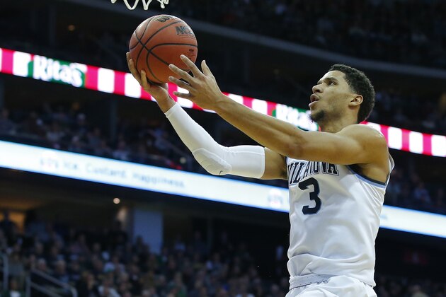 NEWARK, NJ - DECEMBER 10: Josh Hart #3 of the Villanova Wildcats takes a shot against the Notre Dame Fighting Irish during the first half of a college basketball game at Prudential Center on December 10, 2016 in Newark, New Jersey. Villanova defeated Notre Dame 74-66. (Photo by Rich Schultz/Getty Images)