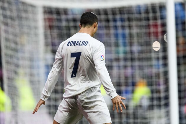 MADRID, SPAIN - NOVEMBER 26: Cristiano Ronaldo of Real Madrid reacts during the La Liga match between Real Madrid and Real Sporting de Gijon at the Santiago Bernabeu Stadium on 26 November 2016 in Madrid, Spain. (Photo by Power Sport Images/Getty Images)