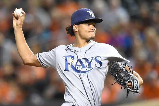 BALTIMORE, MD - SEPTEMBER 16:  Chris Archer #22 of the Tampa Bay Rays pitches during a baseball game against the against the Baltimore Orioles at Oriole Park at Camden Yards on September 16, 2016 in Baltimore, Maryland.  The Orioles won 5-4.  (Photo by Mitchell Layton/Getty Images)