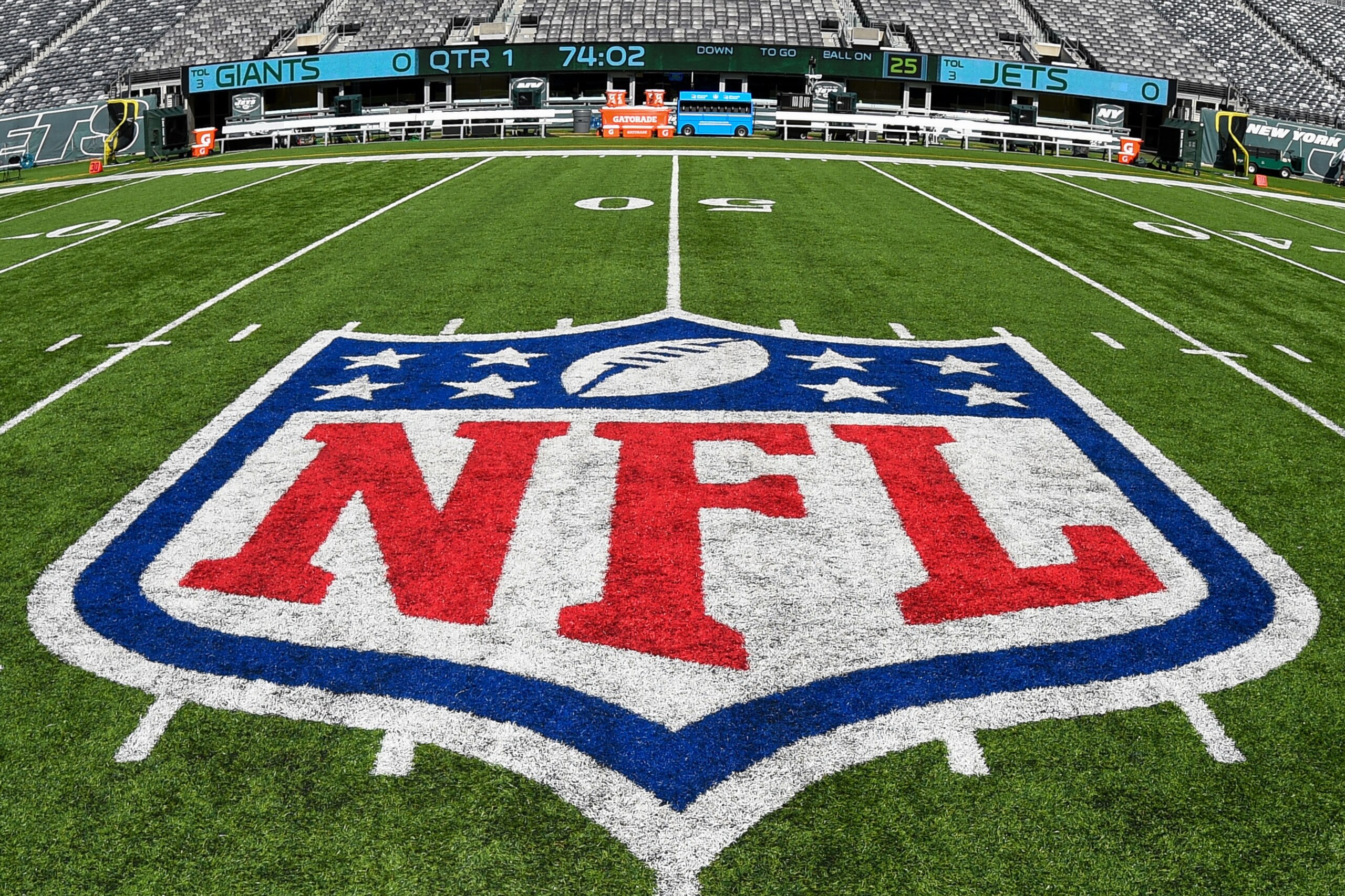 EAST RUTHERFORD, NJ - AUGUST 27: General view of the National Football League logo inside of MetLife Stadium prior to a preseason game between the New York Giants and the New York Jets on August 27, 2016 in East Rutherford, New Jersey. The Giants defeated the Jets 21-20. (Photo by Rich Barnes/Getty Images) *** Local Caption *** EAST RUTHERFORD, NJ - AUGUST 27: General view of the National Football League logo inside of MetLife Stadium prior to a preseason game between the New York Giants and the New York Jets on August 27, 2016 in East Rutherford, New Jersey. The Giants defeated the Jets 21-20. (Photo by Rich Barnes/Getty Images) *** Local Caption ***