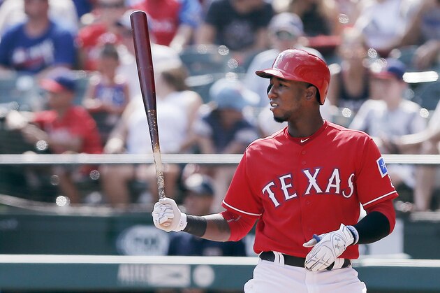 ARLINGTON, TX - SEPTEMBER 04: Jurickson Profar #19 of the Texas Rangers prepares to bat during a baseball game against the Houston Astros at Globe Life Park in Arlington on September 4, 2016 in Arlington, Texas. Houston won 7-6. (Photo by Brandon Wade/Getty Images)