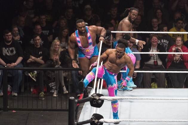 COLOGNE, GERMANY - FEBRUARY 11: The New Day during WWE Road to WrestleMania at the Lanxess Arena on February 11, 2016 in Cologne, Germany. (Photo by Marc Pfitzenreuter/Getty Images)