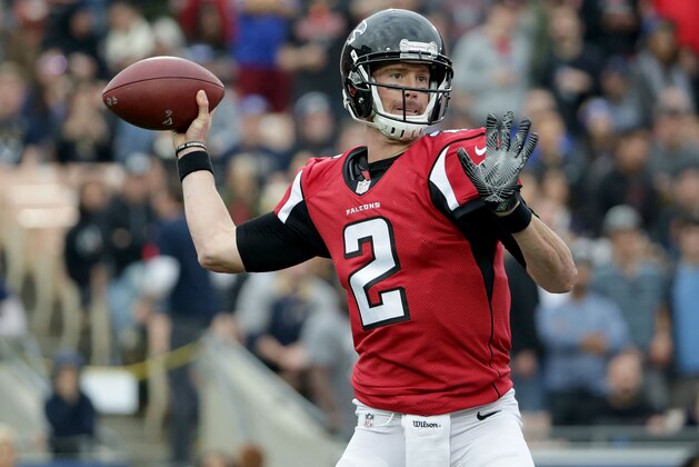 LOS ANGELES, CA - DECEMBER 11:  Quarterback Matt Ryan #2 of the Atlanta Falcons drops back to pass against the Los Angeles Rams in the second quarter at Los Angeles Memorial Coliseum on December 11, 2016 in Los Angeles, California.  (Photo by Jeff Gross/Getty Images)