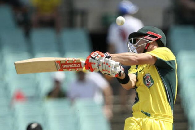 Australia's David Warner swings wildly at a delivery from New Zealand's Matt Henry during their one day international cricket match in Sydney Sunday, Dec. 4, 2016. (AP Photo/Rick Rycroft) Australia's David Warner swings wildly at a delivery from New Zealand's Matt Henry during their one day international cricket match in Sydney Sunday, Dec. 4, 2016. (AP Photo/Rick Rycroft)